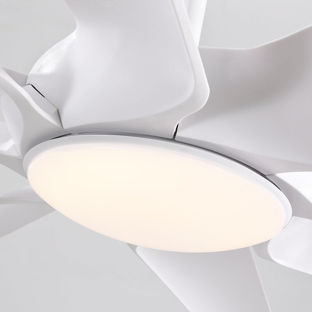100 in. Smart Indoor White Industrial Large Downrod 8-Blade Ceiling Fans with Lights and Remote Dimmable