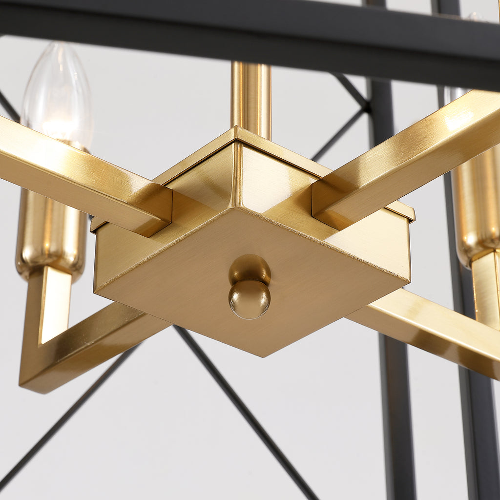 8 - Light Dimmable Lantern Square / Rectangle Chandelier For Dining Room Living Room