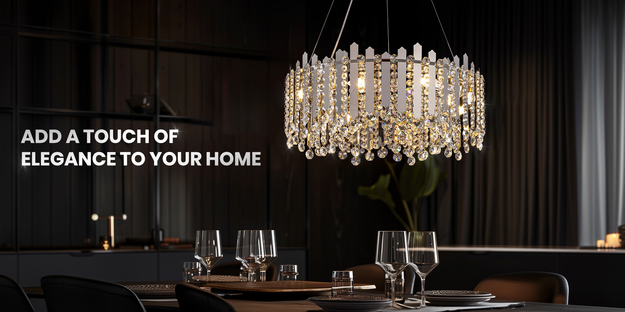 8-light Dimmable Drum Crystal Chandelier