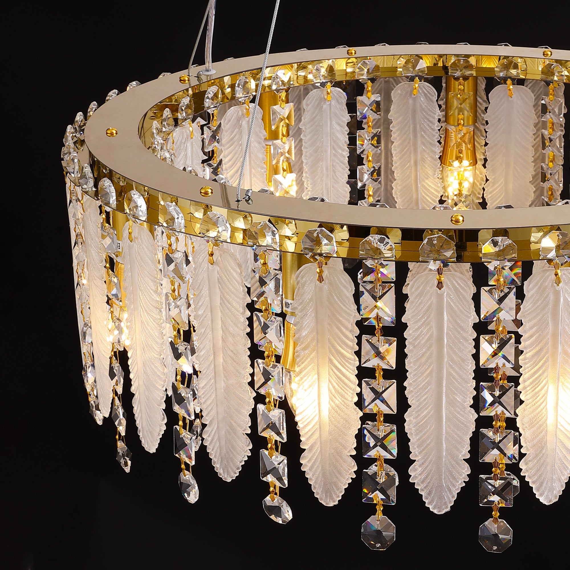 9-Light Dimmable Modern Drum Crystal Chandelier