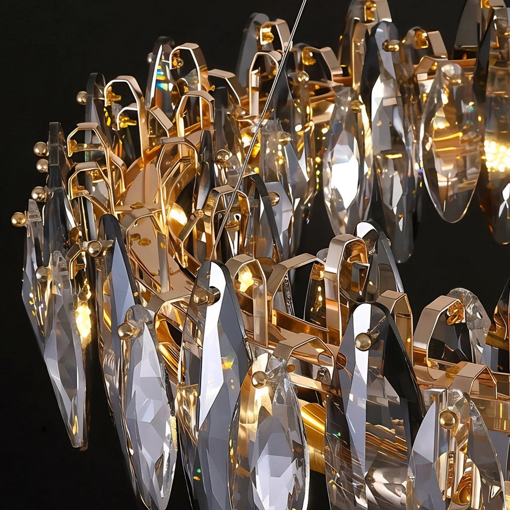 12-Light Dimmable Drum Crystal Chandelier