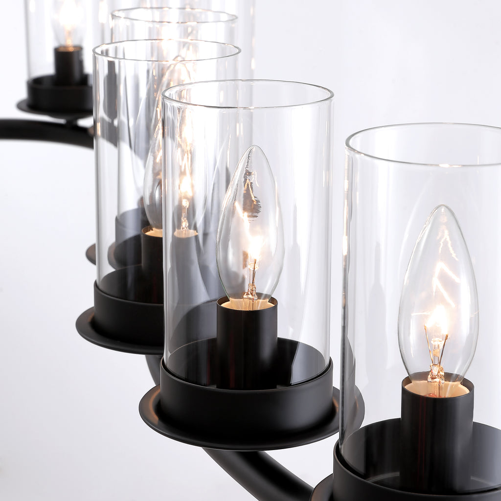 10-light Dimmable Modern Linear Chandelier Kitchen Island Pendant with Clear Glass Shades