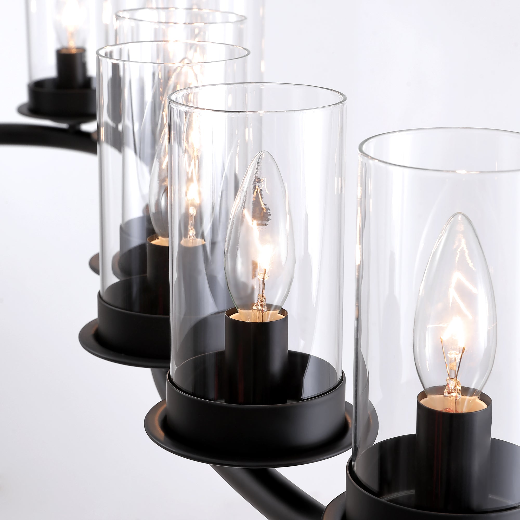10-light Dimmable Modern Linear Chandelier Kitchen Island Pendant with Clear Glass Shades