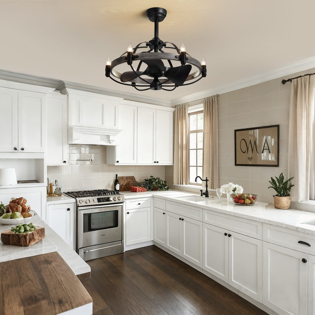 27 in. Indoor Bronwn and Black Farmhouse Ceiling Fan with Light and Remote for Bedroom Dining Room