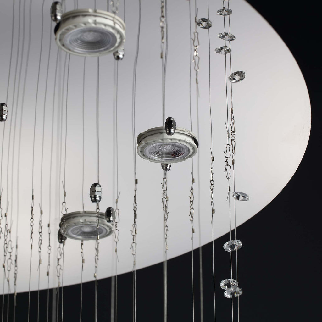 10-Light Dimmable Statement Chandelier for High Ceilings with Crystal Accents