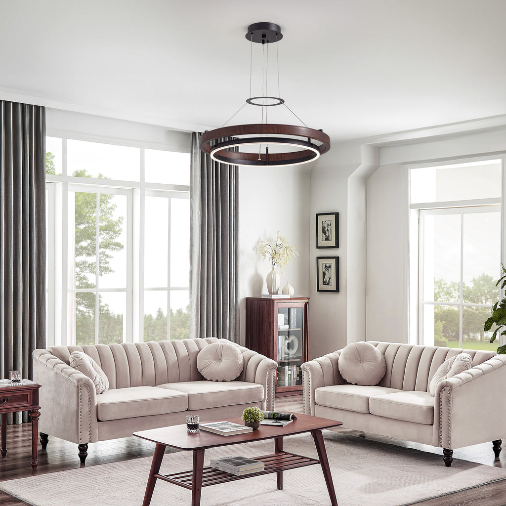 Dimmable 1-Light LED Chandelier with Remote Control, Industrial Rustic Modern Lighting