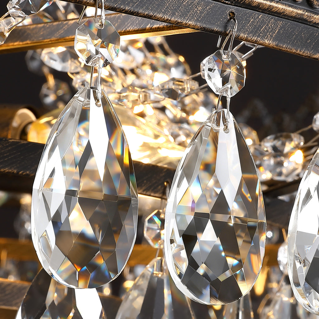 16-light Dimmable Empire Crystal Chandelier With Antique Bronze Accents
