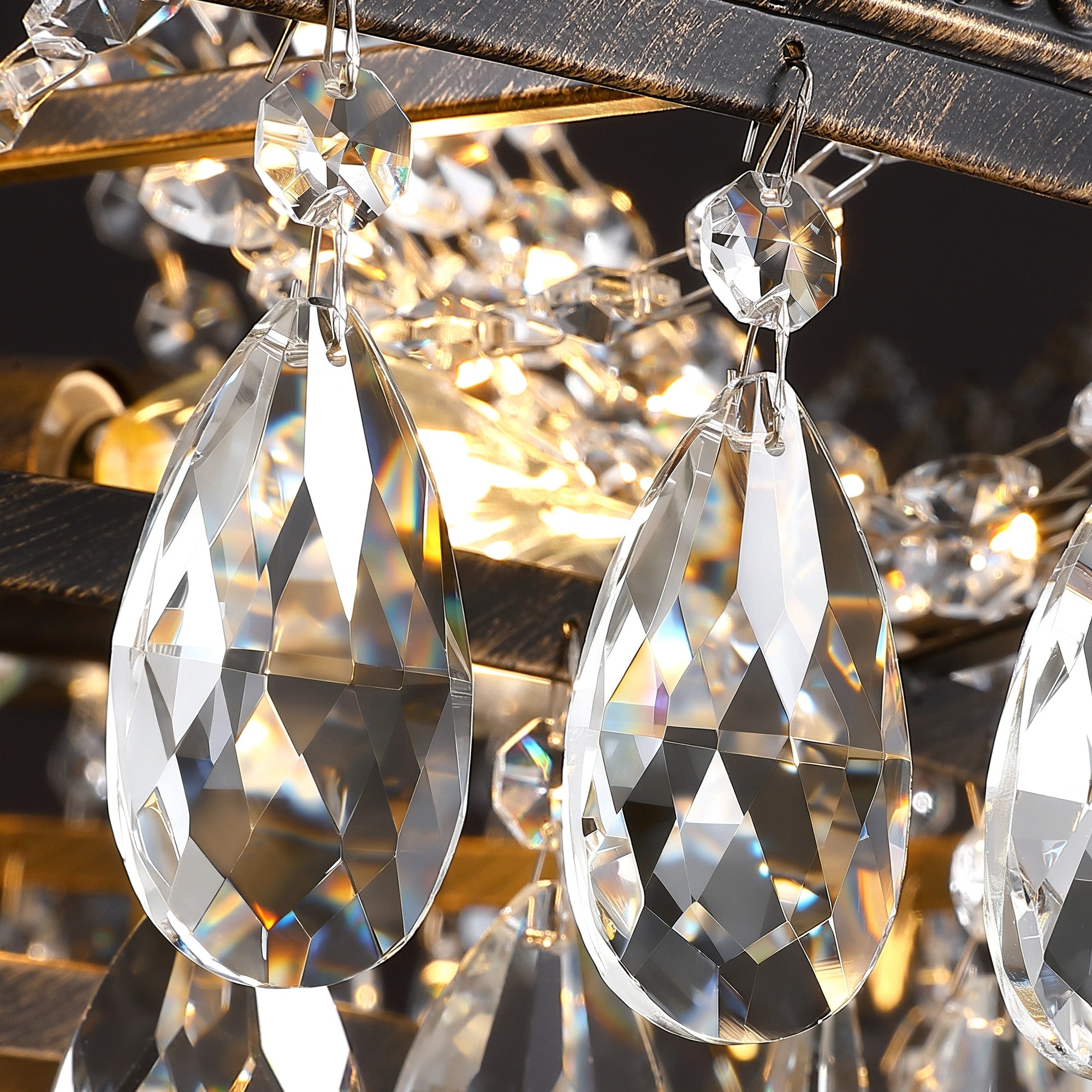 16-light Dimmable Empire Crystal Chandelier With Antique Bronze Accents