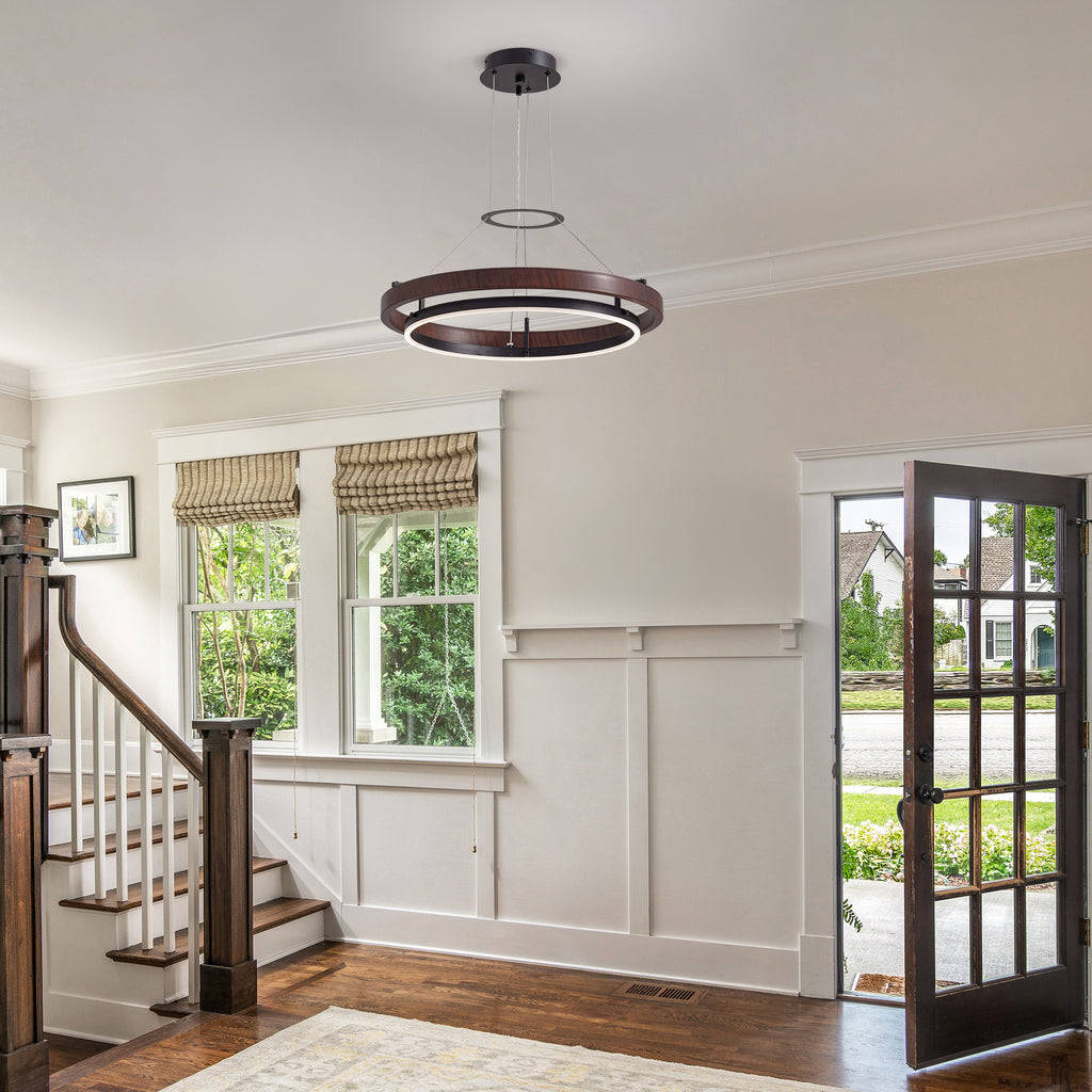 Dimmable 1-Light LED Chandelier with Remote Control, Industrial Rustic Modern Lighting