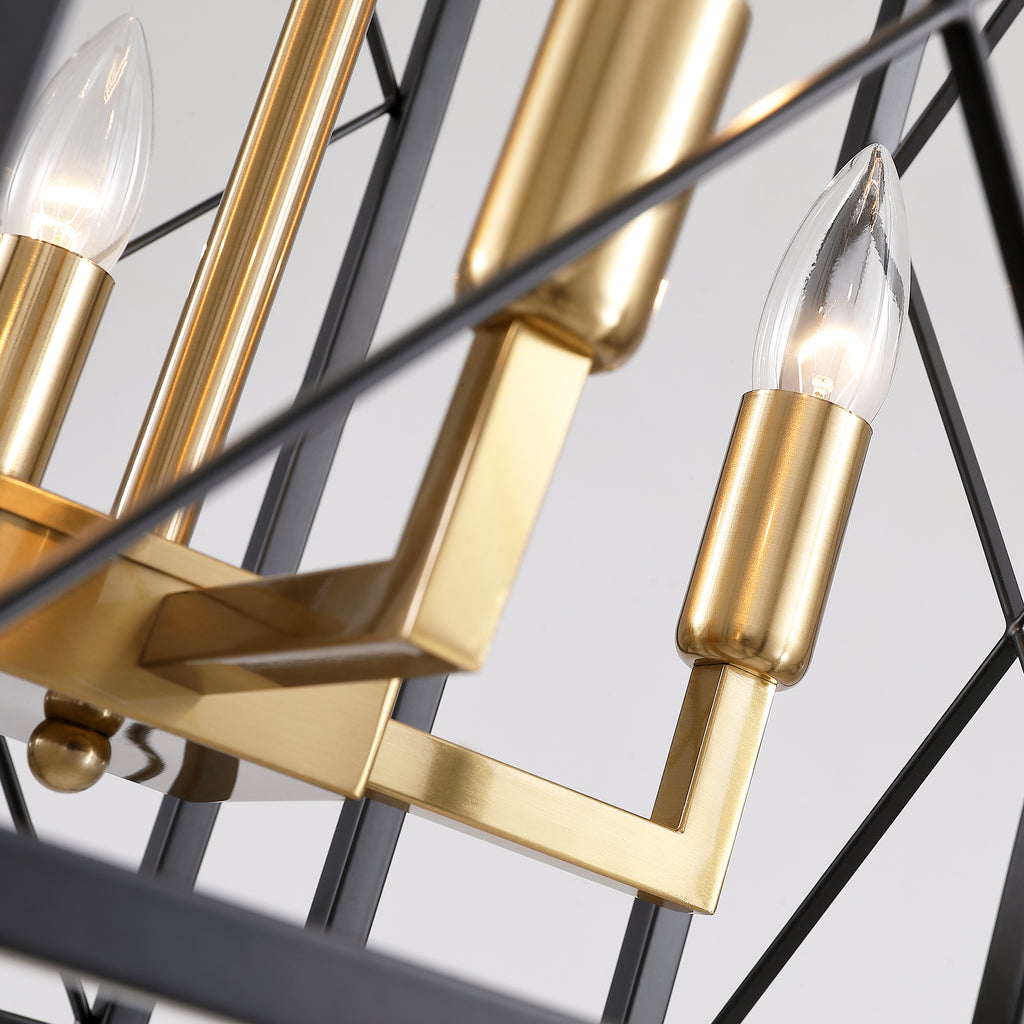 8 - Light Dimmable Lantern Square / Rectangle Chandelier For Dining Room Living Room