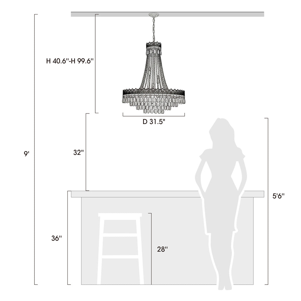 16-light Dimmable Empire Crystal Chandelier With Antique Bronze Accents