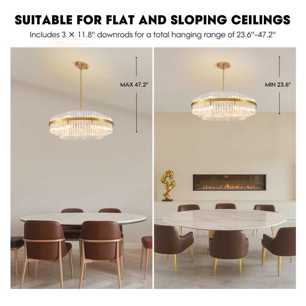 24-light Dimmable Modern Tiered K9 Crytsal Chandelier