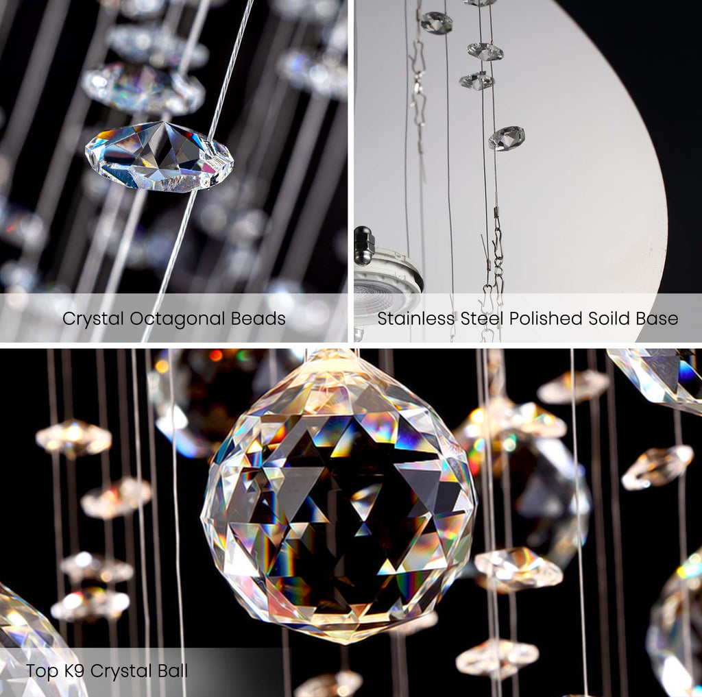 10-Light Dimmable Statement Chandelier for High Ceilings with Crystal Accents