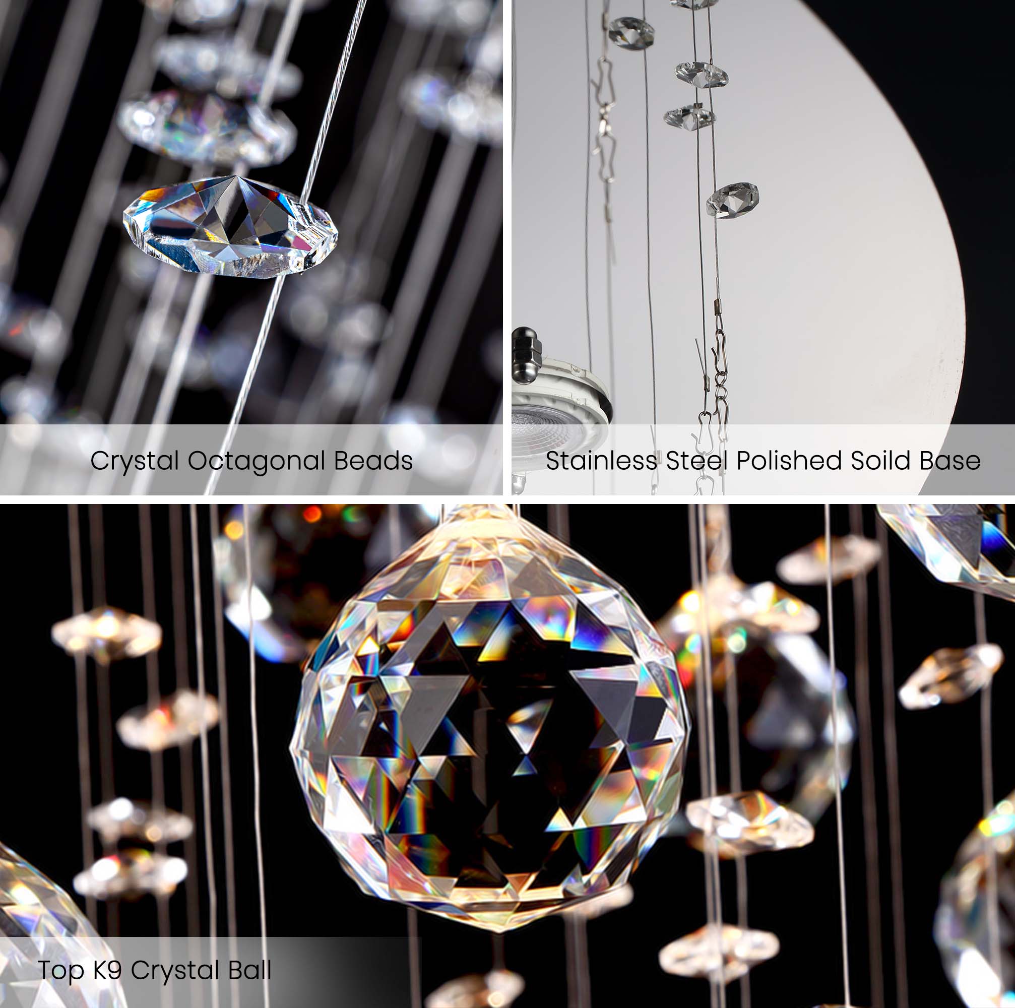 10-Light Dimmable Statement Chandelier for High Ceilings with Crystal Accents