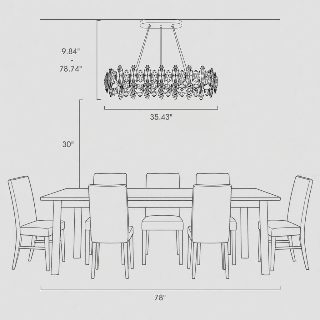 10-light Gold Rectangle Crystal Chandelier For Dining Room