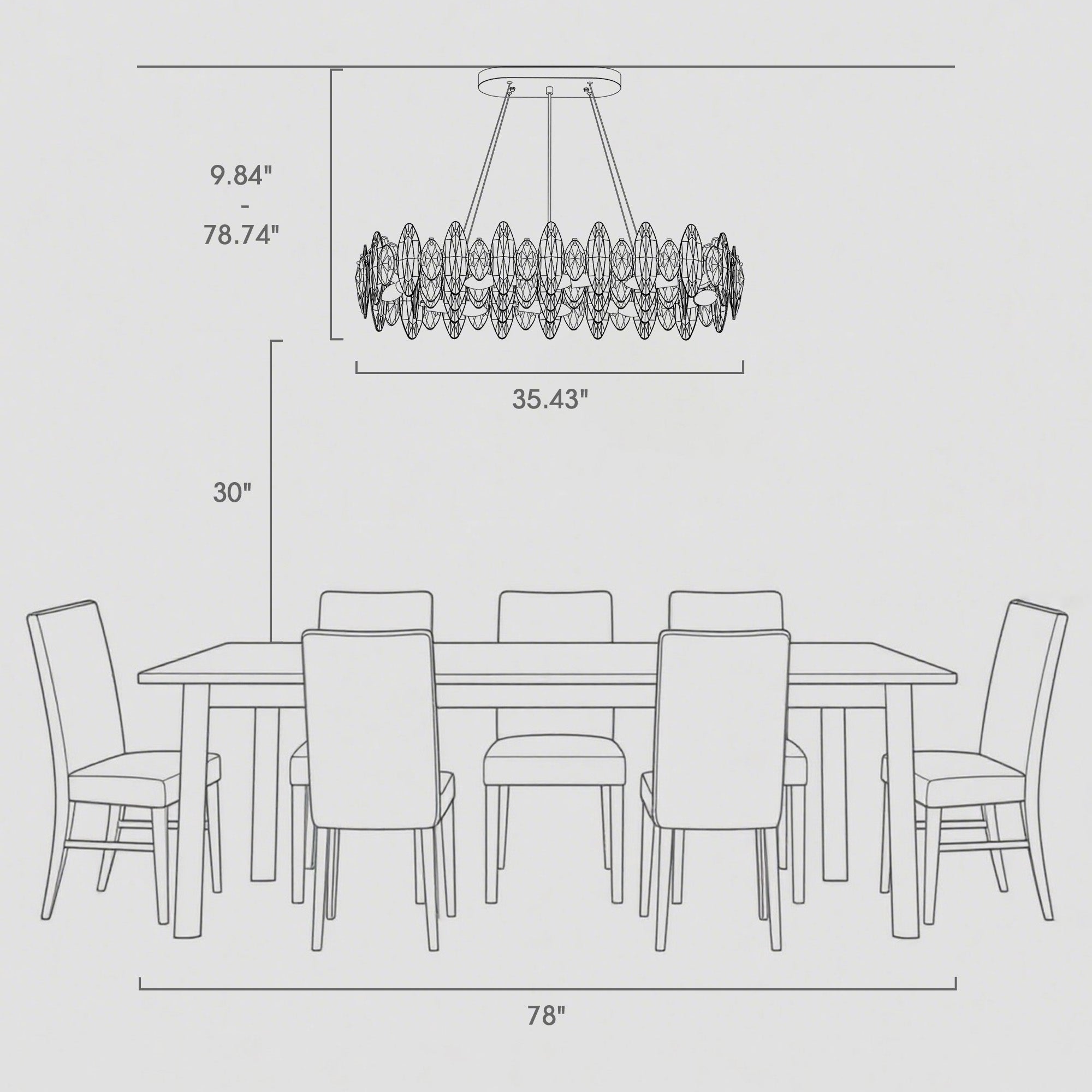 10-light Gold Rectangle Crystal Chandelier For Dining Room