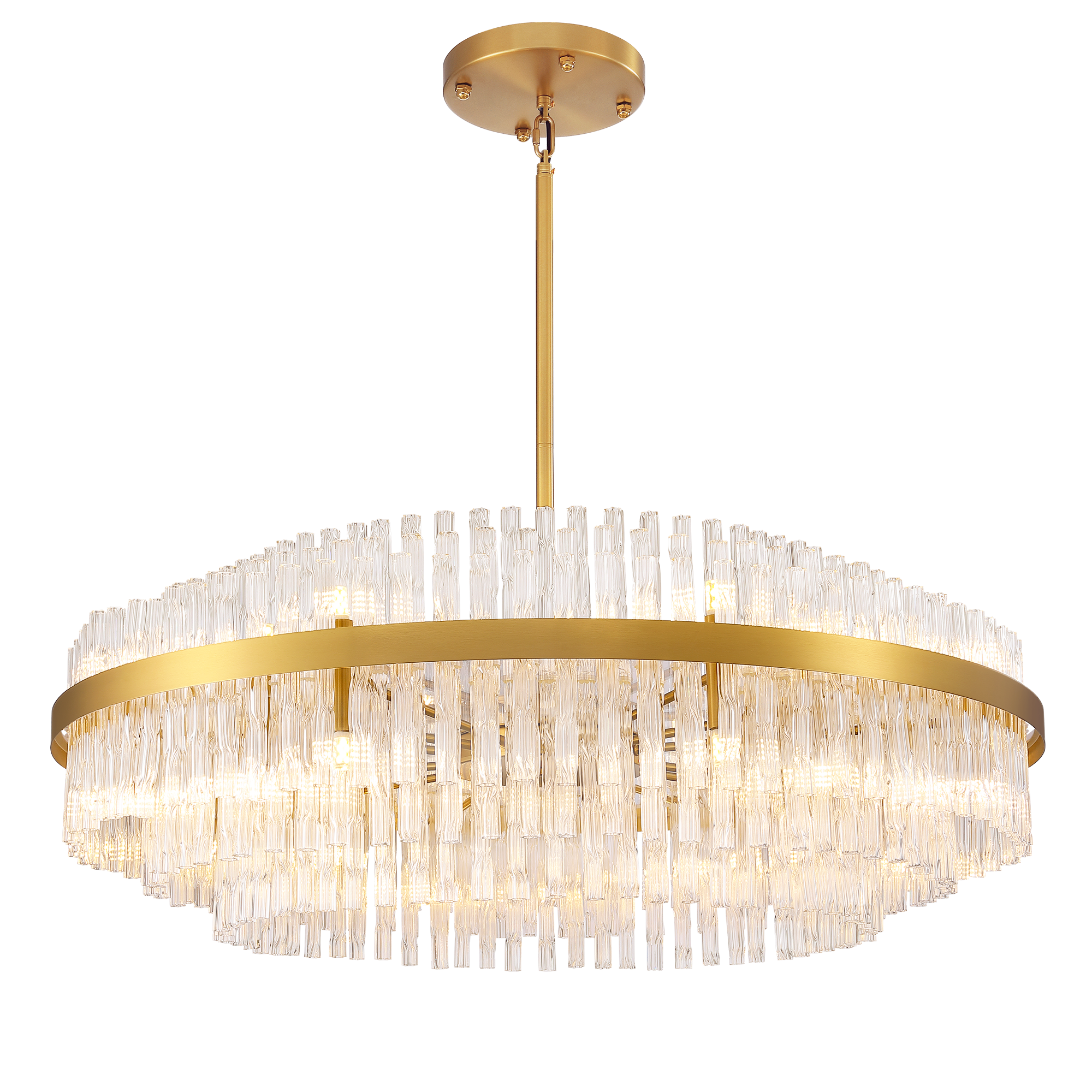 24-light Dimmable Modern Tiered K9 Crytsal Chandelier