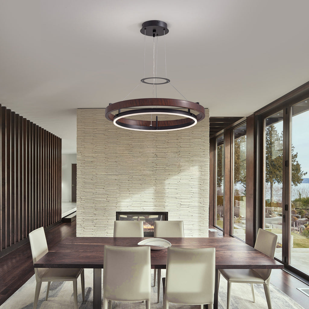 Dimmable 1-Light LED Chandelier with Remote Control, Industrial Rustic Modern Lighting