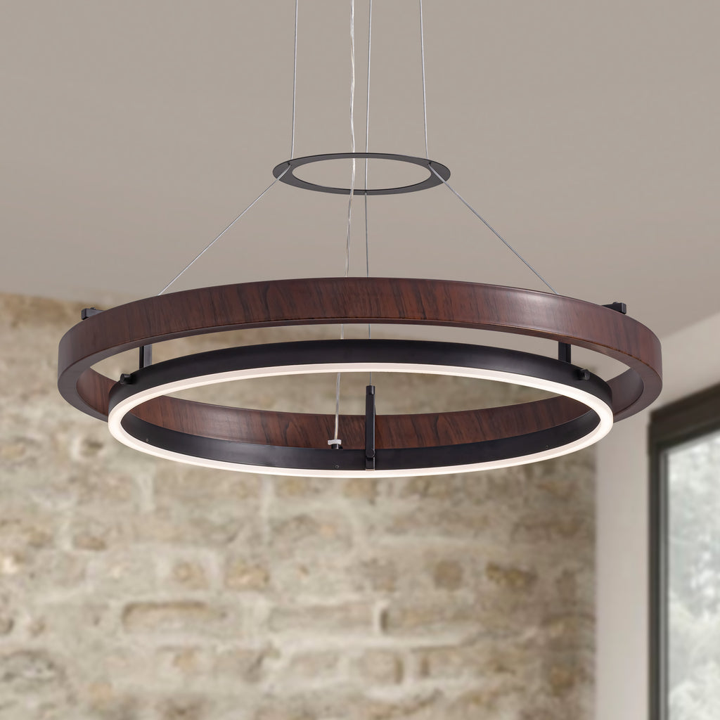 Dimmable 1-Light LED Chandelier with Remote Control, Industrial Rustic Modern Lighting