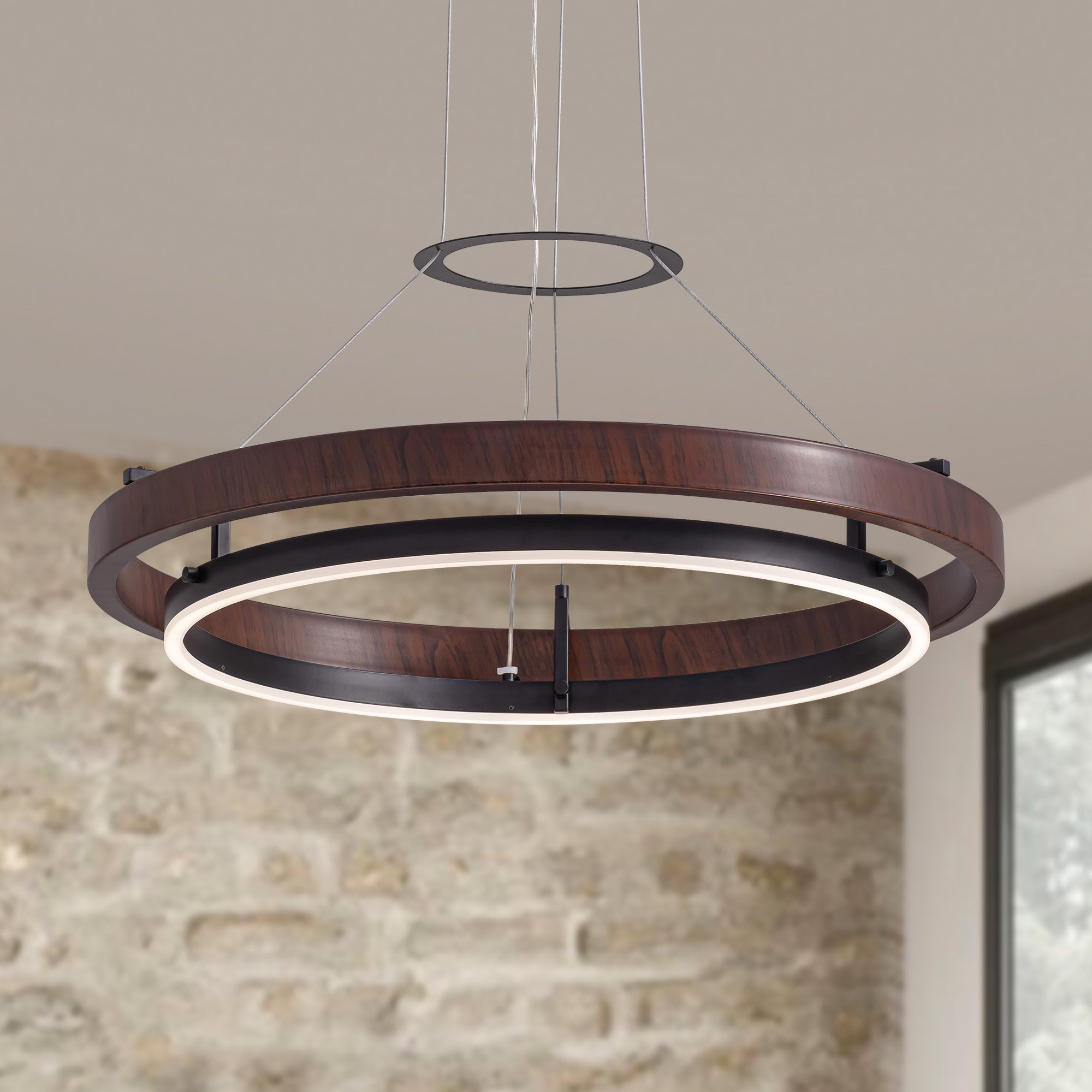 Dimmable 1-Light LED Chandelier with Remote Control, Industrial Rustic Modern Lighting
