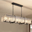 7-Light Modern Dimmable Rectangle Black Crystal Chandelier for Dinning Room