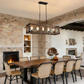 5 - Light Dimmable Modern Farmhouse Rectangle Solid Wood Chandelier