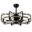 30" Indoor Farmhouse Black Downrod Mount Caged Ceiling Fan with Lights and Remote Wood Grain Industrial