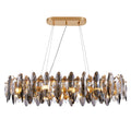 10-light Gold Rectangle Crystal Chandelier For Dining Room