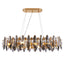 10-Light Gold Rectangle Crystal Chandelier For Dining Room