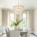 32 in. Modern 12-Light Electroplated Gold 3-Layer Glass Chandelier Chandelier for Dining Room and Living Room