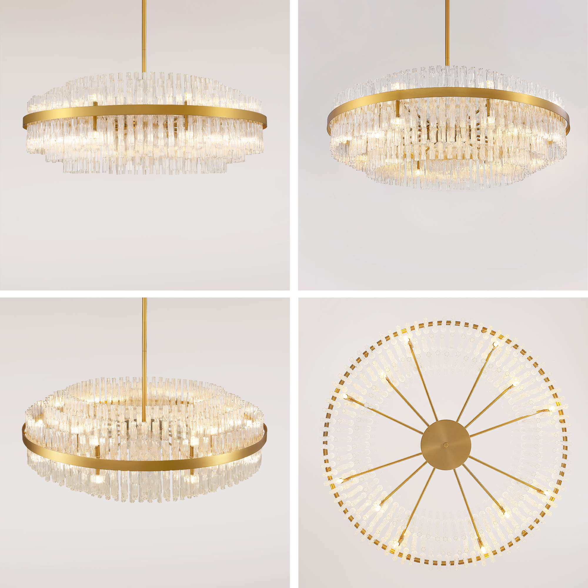 24-light Dimmable Modern Tiered K9 Crytsal Chandelier