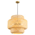 3-Light Natural Woven Tiered Chandelier, Boho Organic Modern Coastal Casual Style For Dining Room, Kitchen Island & Living Space