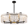 8 - Light Dimmable  Drum Chandelier with Textured Glass, Modern Lighting for Kitchen Island or Dining Room