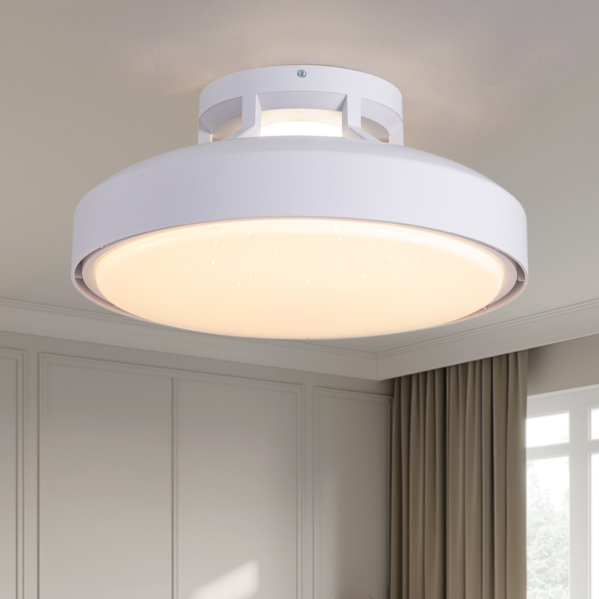 18.9" Modern low profile Ceiling Fan with 4500lm LED Light, Remote Control and Quiet DC Motor for Bedroom