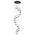 16-Light Black Cylinder Chandelier with Crystal Balls, Dimmable LED Lights & Remote Control for High Ceilings