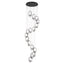 16-Light Black Cylinder Chandelier with Crystal Balls, Dimmable LED Lights & Remote Control for High Ceilings