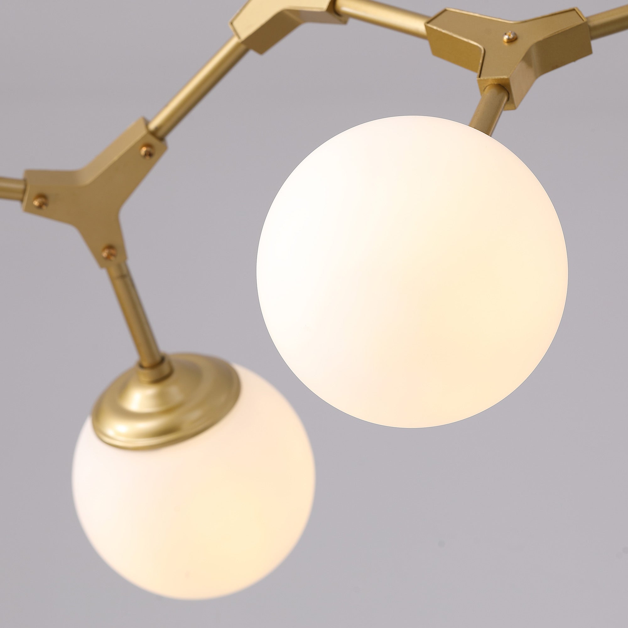 8-Light Dimmable Modern Sputnik Linear Chandelier with Glass Globe Shades