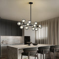 40 in. 16-Light Modern Black Dimmable Bubble Glass Sputnik Glass Globe Chandelier for Dining Room and Living Room