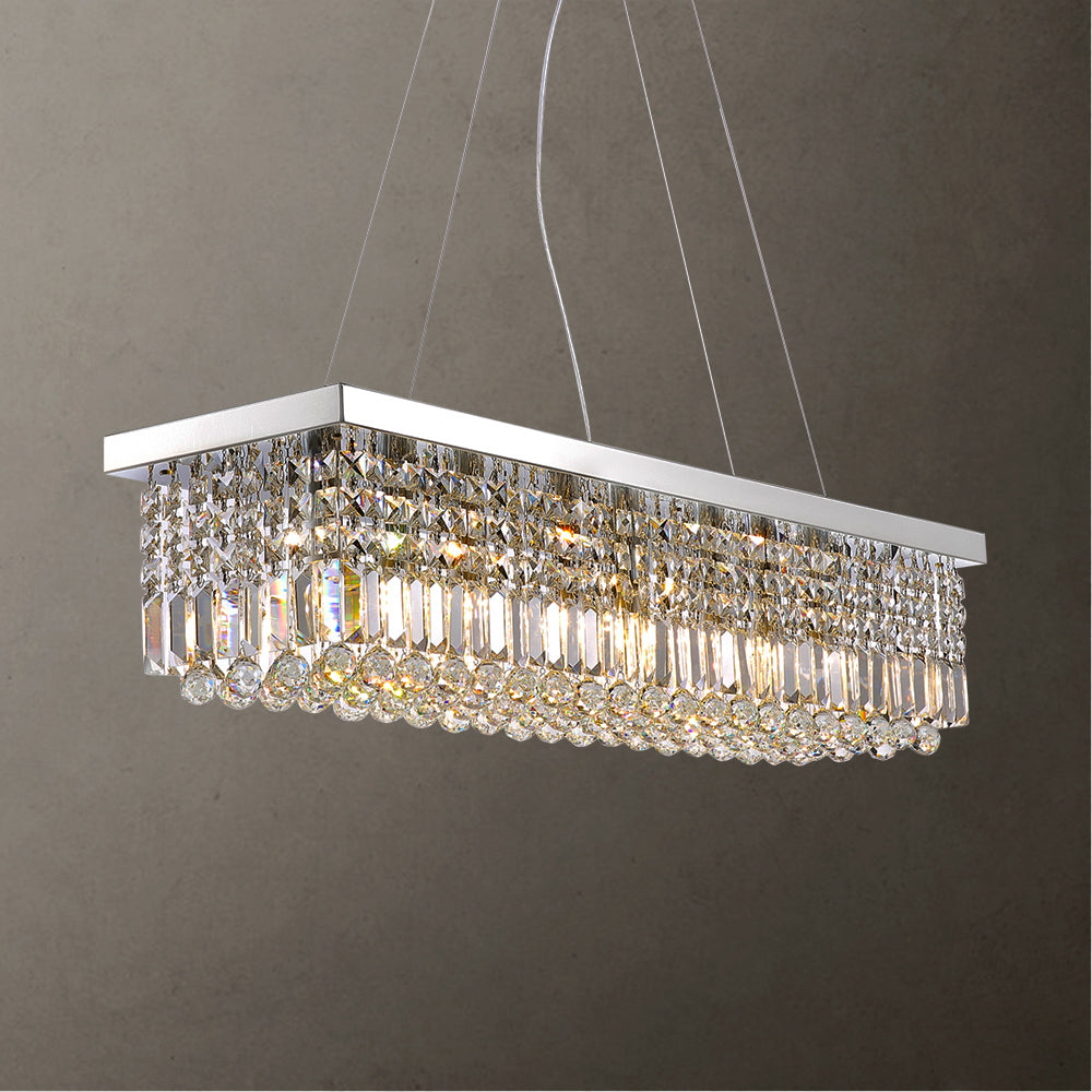 8 - Light Dimmable Square / Rectangle Crystal Chandelier Modern Luxury Ceiling Light