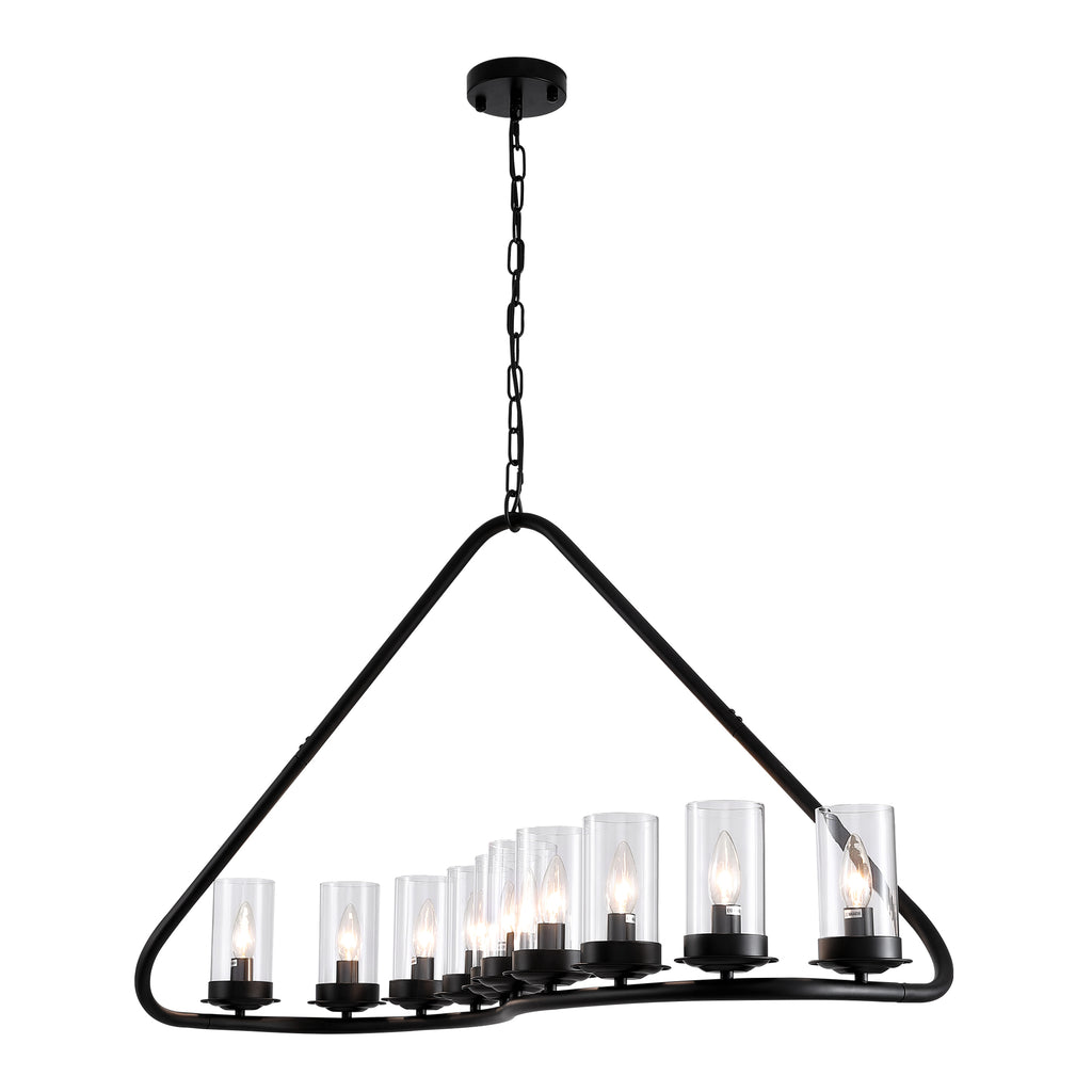 10-light Dimmable Modern Linear Chandelier Kitchen Island Pendant with Clear Glass Shades