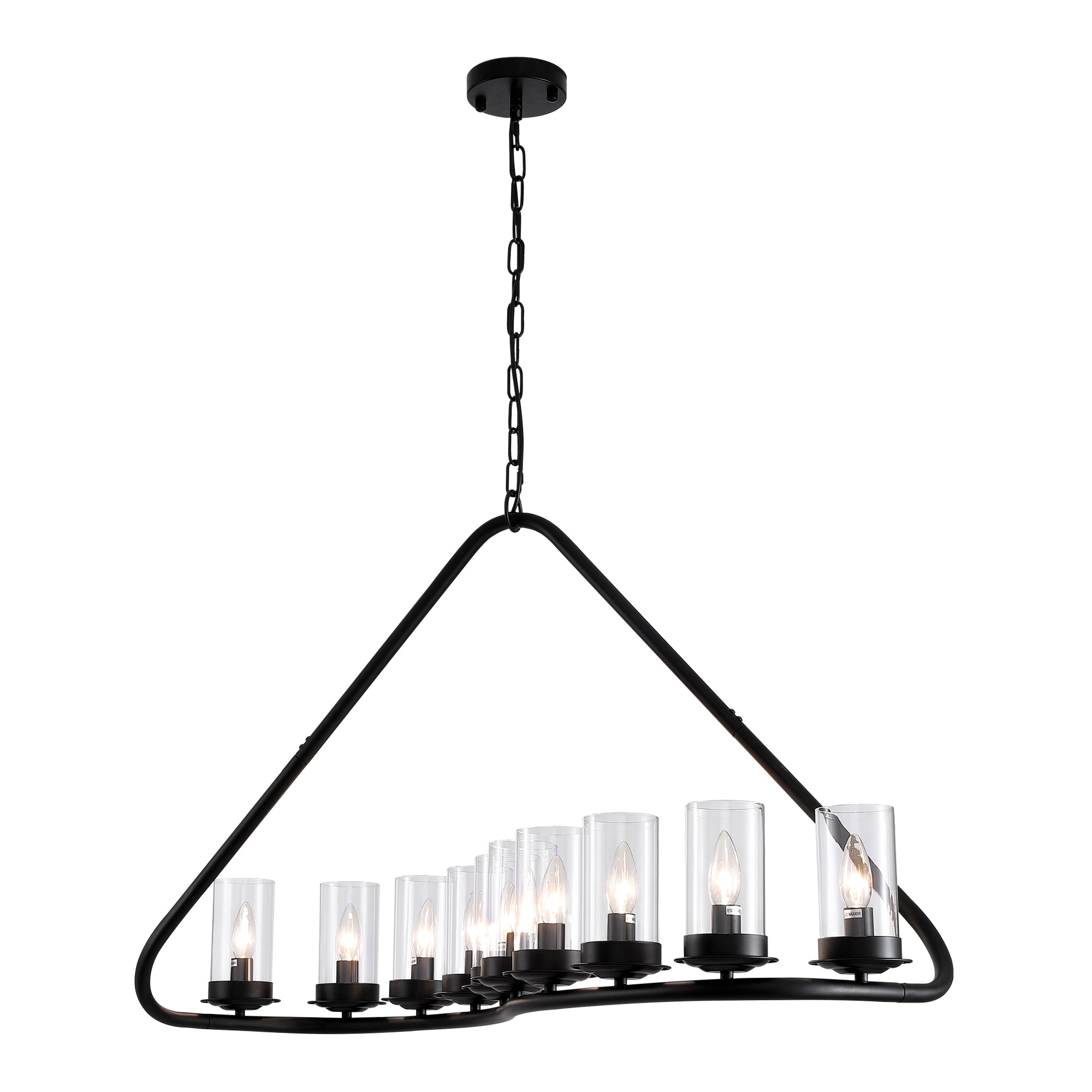 10-light Dimmable Modern Linear Chandelier Kitchen Island Pendant with Clear Glass Shades