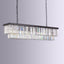 8-Light Crystal Tiered Rectangle Linear Matte Black Chandelier for Kitchen Island with No Bulbs Included