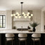 16-Light Milky Black Glass Globe Chandelier for Dining Room and Living Room