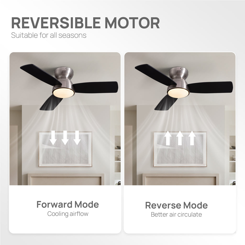 32 in. Modern Smart Indoor Satin nickel Ceiling Fan with Lights Reversible Rotation and Remote Control