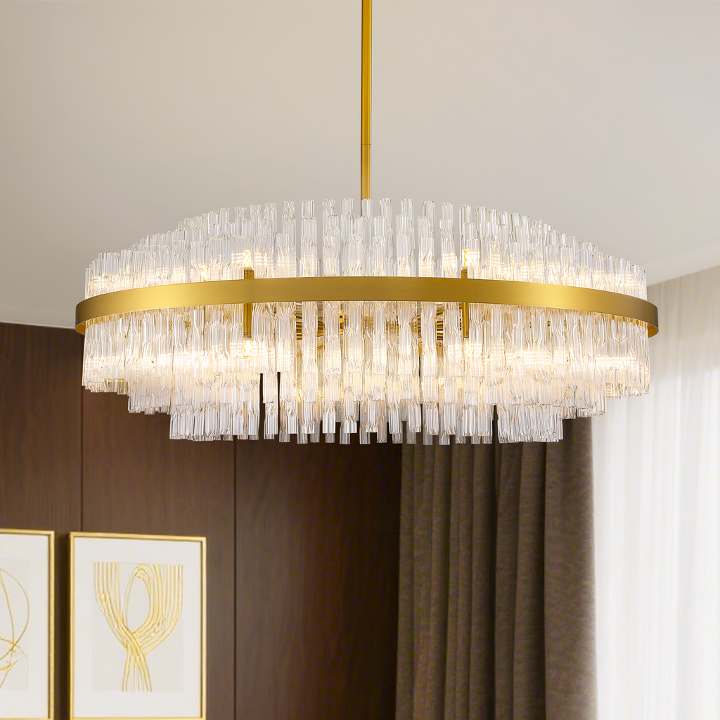 24-light Dimmable Modern Tiered K9 Crytsal Chandelier
