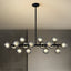 16-Light Modern Black Dimmable Bubble Glass Sputnik Glass Globe Chandelier for Dining Room and Living Room