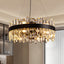 12-Light Modern  Black Crystal Chandelier Circle Round 2-Tiers Chandelier for Dining Living Room Bedroom