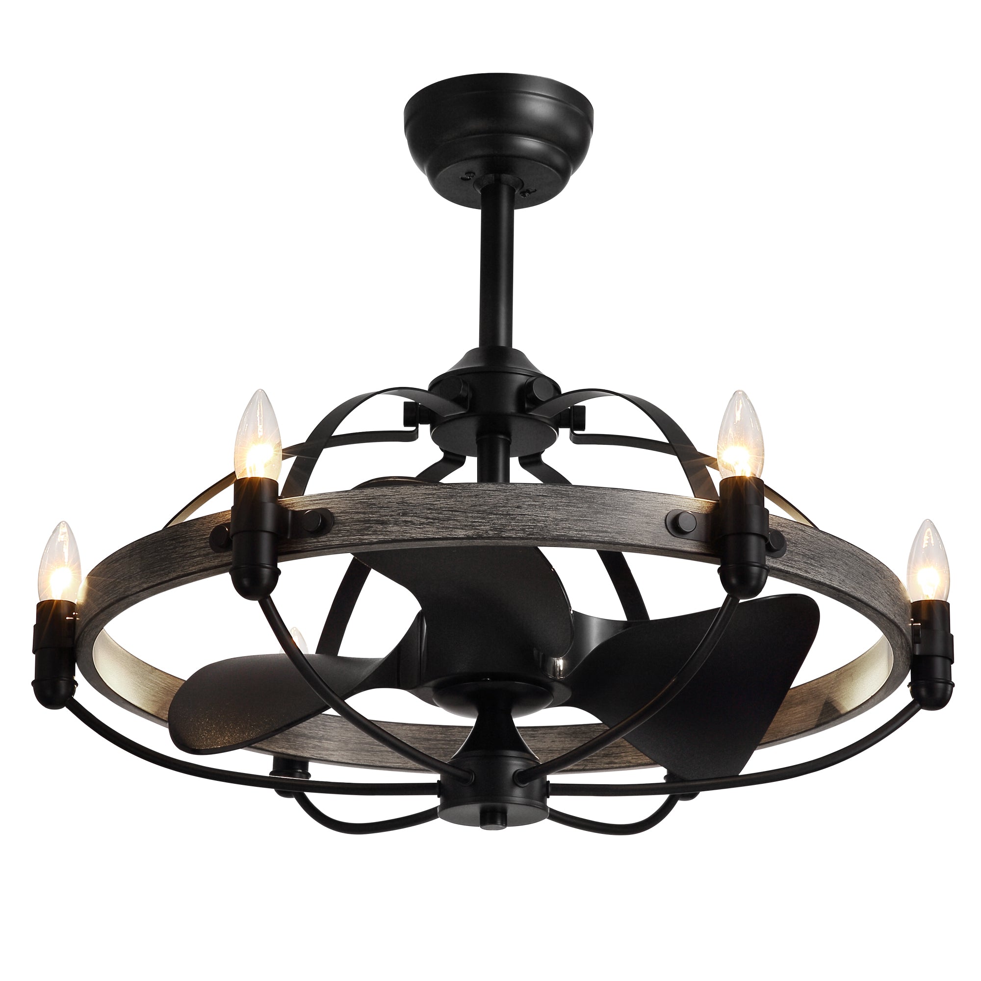 27 in. Indoor Bronwn and Black Farmhouse Ceiling Fan with Light and Remote for Bedroom Dining Room