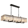 46.5 in. Modern Dimmable 7-Light Rectangle Black Crystal Chandelier for Dinning Room