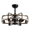 25 in. Modern Indoor Black Cage Ceiling Fan with Lights Reversible Rotation and Remote Control